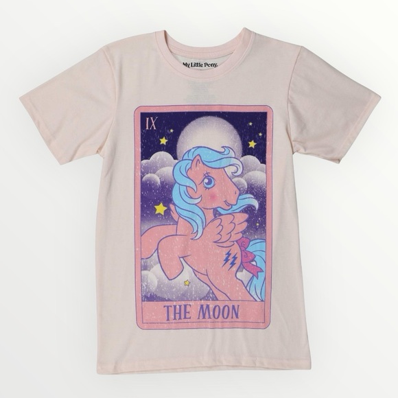 My Little Pony Tops - My Little Pony The Moon Tarot Card Graphic Tee Pink Short Sleeve Unisex Large